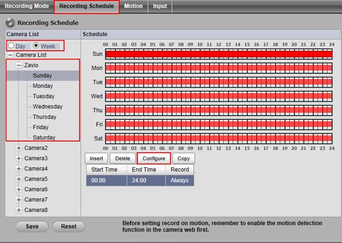 NUUO NS1080 Schedule Recording