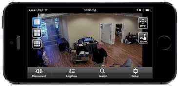 Single camera view of recorded video surveillance playback from iPhone