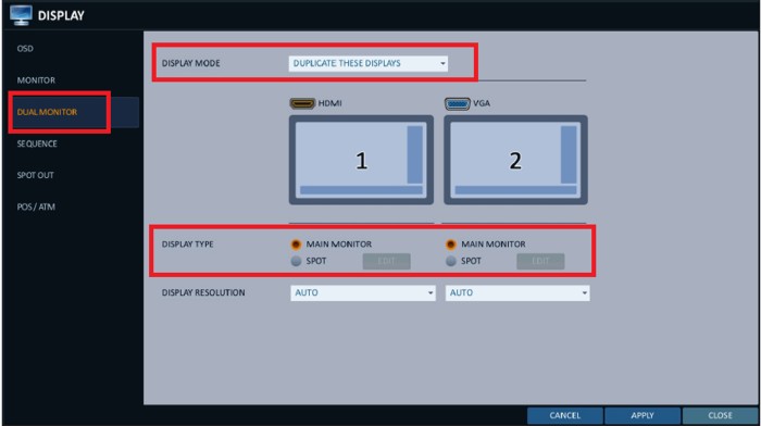 Surveillance DVR Dual Monitor Setup