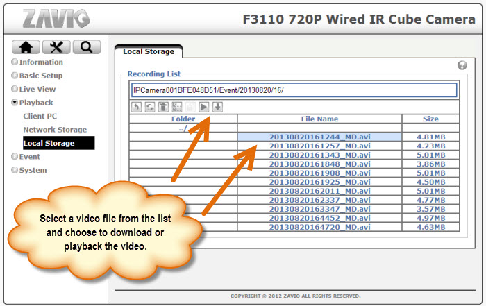 IP Camera Recorded Video Playback