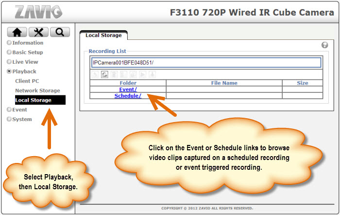 IP Camera SD Card Video Recording Playback