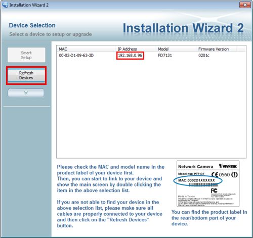 find camera ip address on network