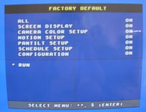 Surveillance DVR Setup - Select Factory Default